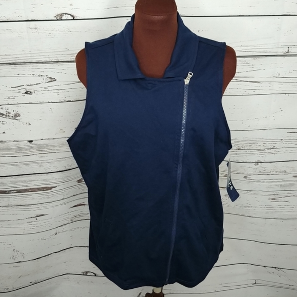 Chaps Navy Zippered Vest